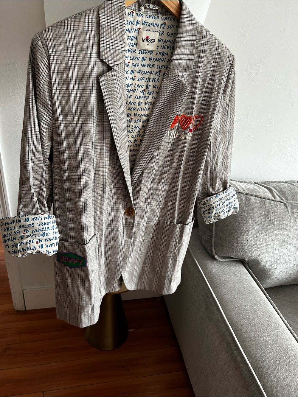 Me369 Freya Checks Hello Blazer Size M Womens Preppy - Picture 6 of 16